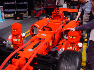 Illustration for article titled 80,000-Brick Lego Ferrari F1 Needs Giant Schumacher Minifig